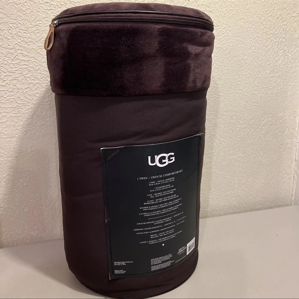 Ugg Corey Twin/Twin XL Comforter Set 68X90 1Sham 26X20 Lodge(Brown) Oeko Tex NEW